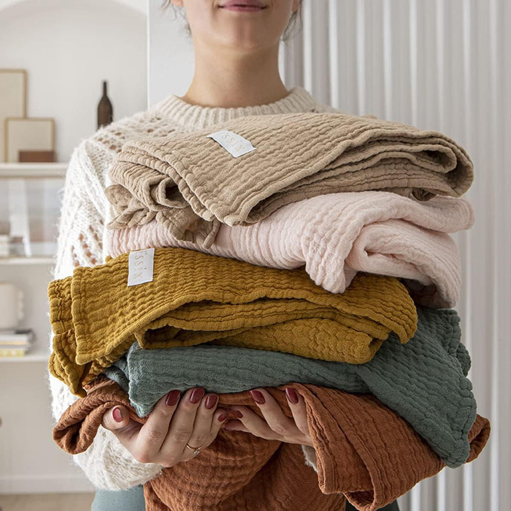 ESSIX Plaid, Monocolor, Fabricat din tifon de bumbac, Jazzy, 130 X 170 Cm Plapumi si pilote Naty Shop