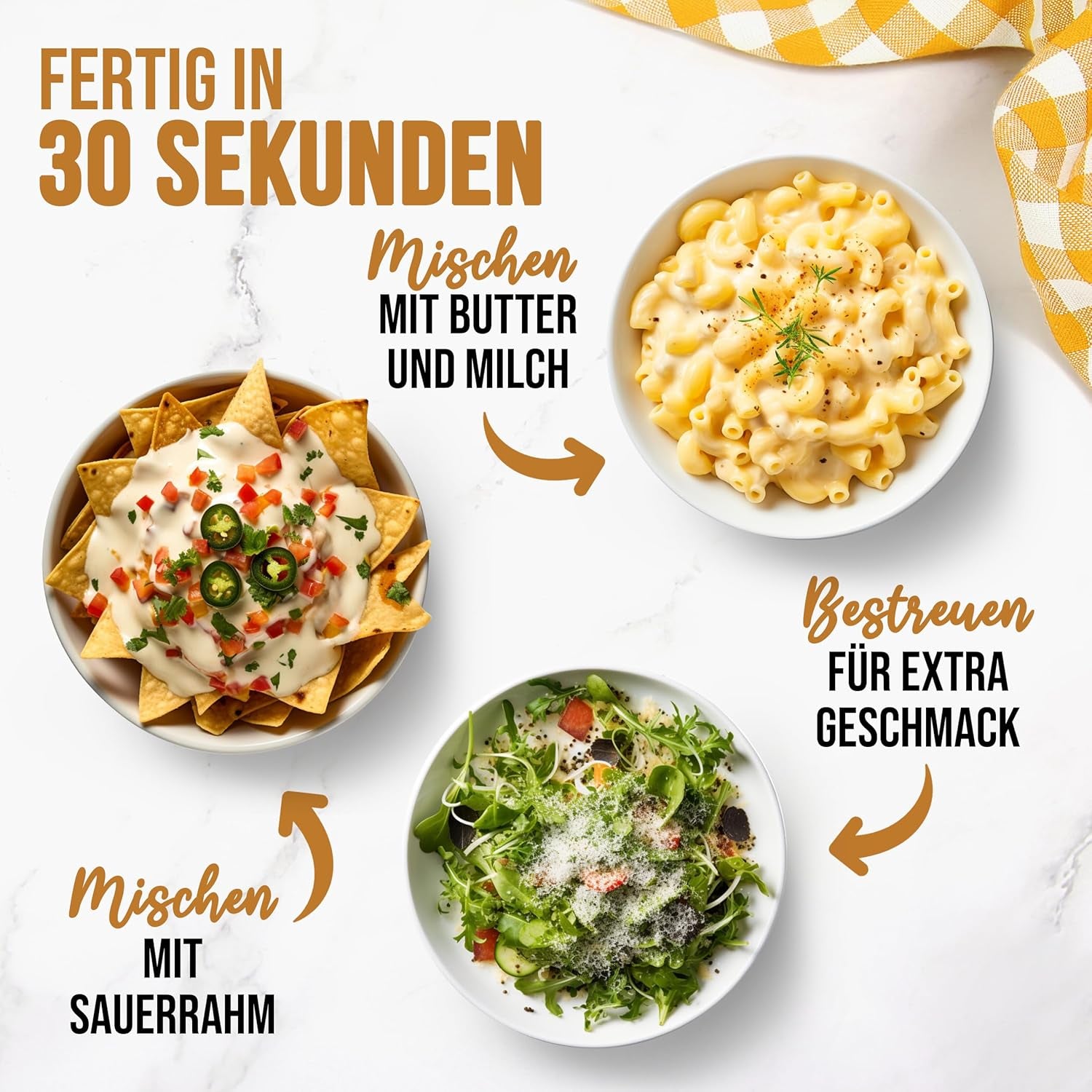 EASY YUMMY - Käsepulver 300g | Instant Käsegeschmack für Mahlzeiten & Snacks | Immer Bereit, Keine Kühlung Nötig | Aus 100% Echtem Käse | Ideal als Popcorn-Topping