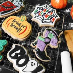 Forme și ștampile pentru biscuiți de Halloween - Halloween fericit (set de 3 piese)