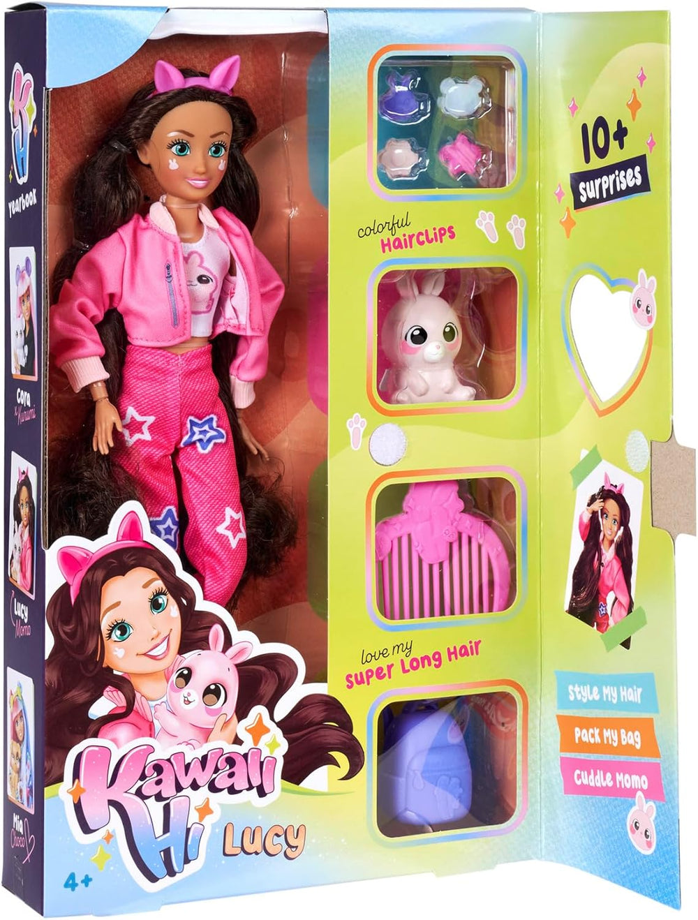 Simba 105953975 - Păpușă Kawaii Hi Dress-Up Lucy (26 cm) - Păpușă la modă articulată pentru coafat, Păpușă cu păr lung, iepure și accesorii, jucărie pentru copii de 4 ani și peste