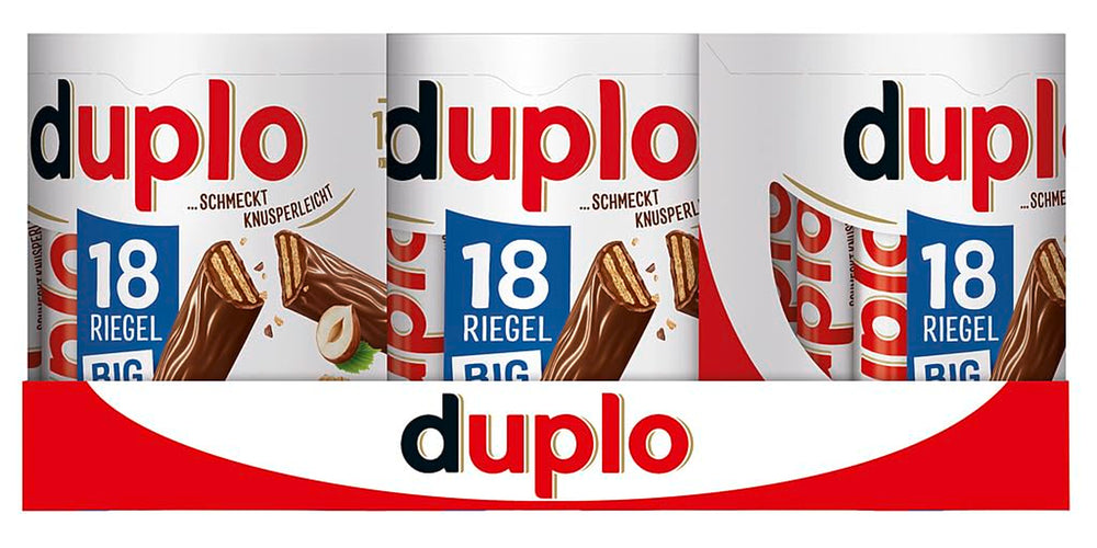 Ferrero duplo Pachet Mare – Batoane de ciocolată cu cremă fină de nuga, napolitană crocantă și ciocolată cu lapte fină – Dulciuri pentru Carnaval și Mardi Gras – 15 pachete a câte 18 batoane ambalate individual fiecare