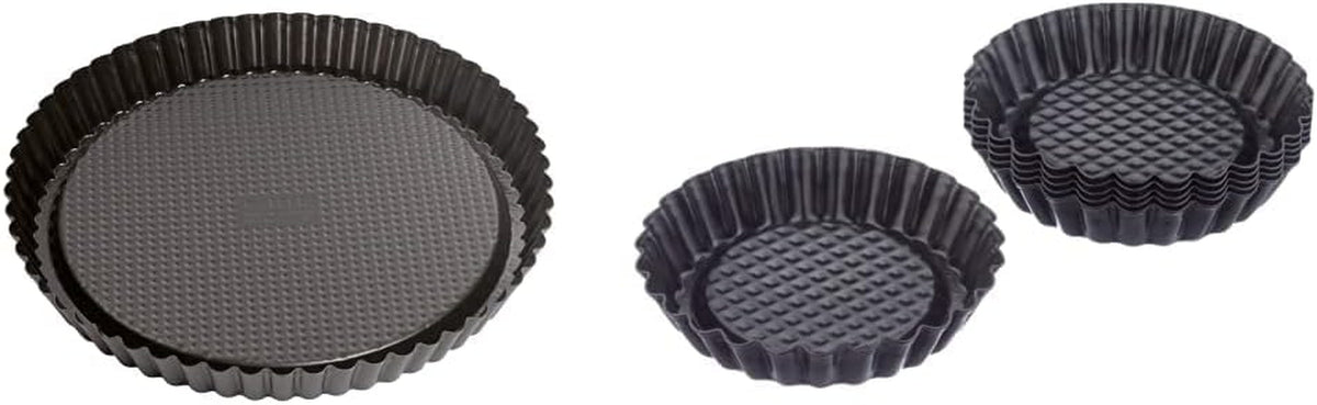 ORIGINAL KAISER Classic Obstbodenform 28 Cm, Obstkuchenform, Gleichmäßige Bräunung & Classic Mini Torteletts 6 Stück, Tartelette Förmchen 10 Cm, Tarteform Klein, Tortelettförmchen Antihaftbeschichtet Matrite si tavi pentru copt Naty Shop