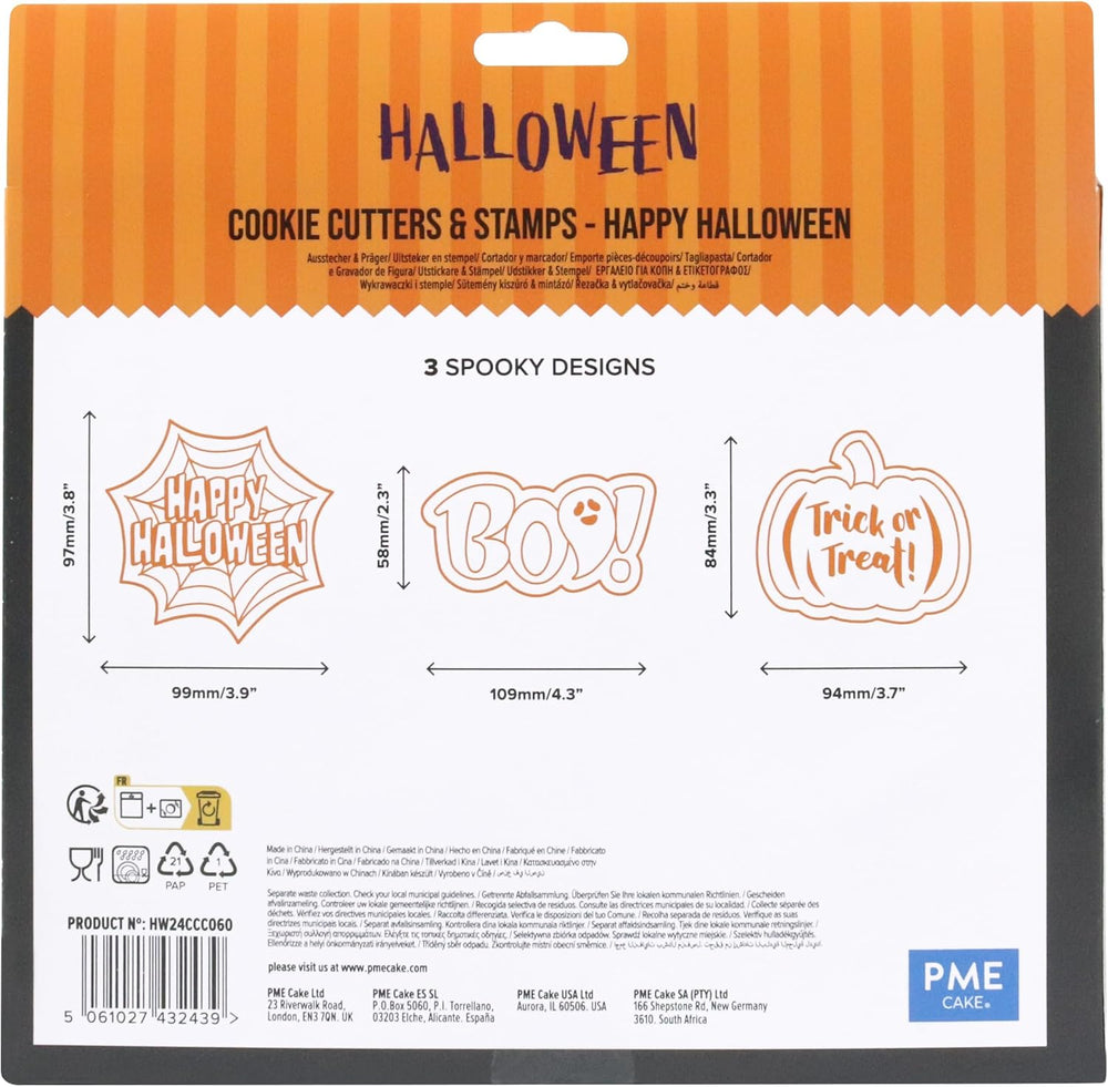 Forme și ștampile pentru biscuiți de Halloween - Halloween fericit (set de 3 piese)