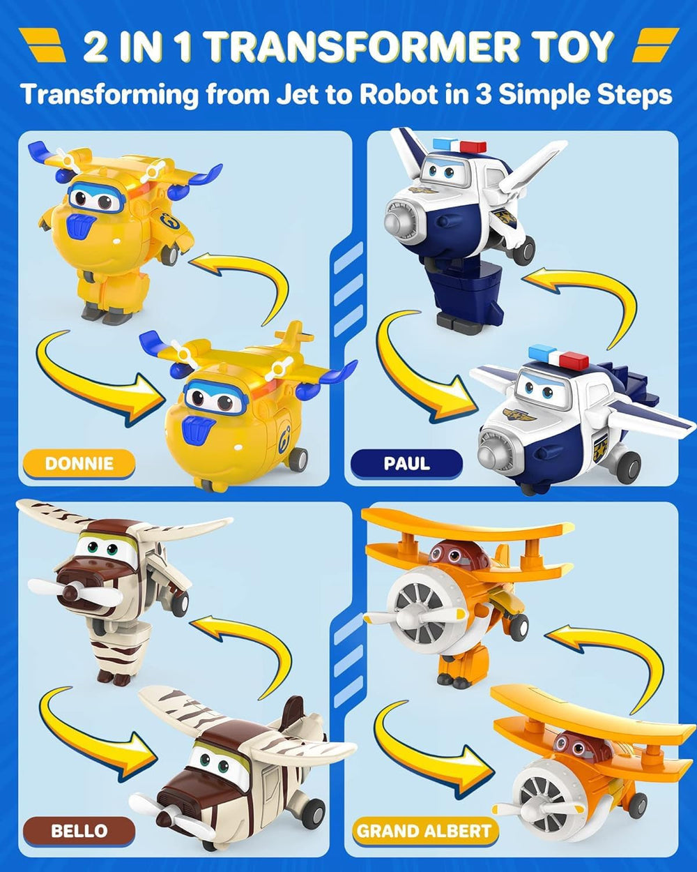 Super Wings Transform-A-Bots World Airport Crew - Seria 1 - Crew Collector's Pack - 15 figuri de jucărie - Figuri de 5,1 cm Action figures Naty Shop