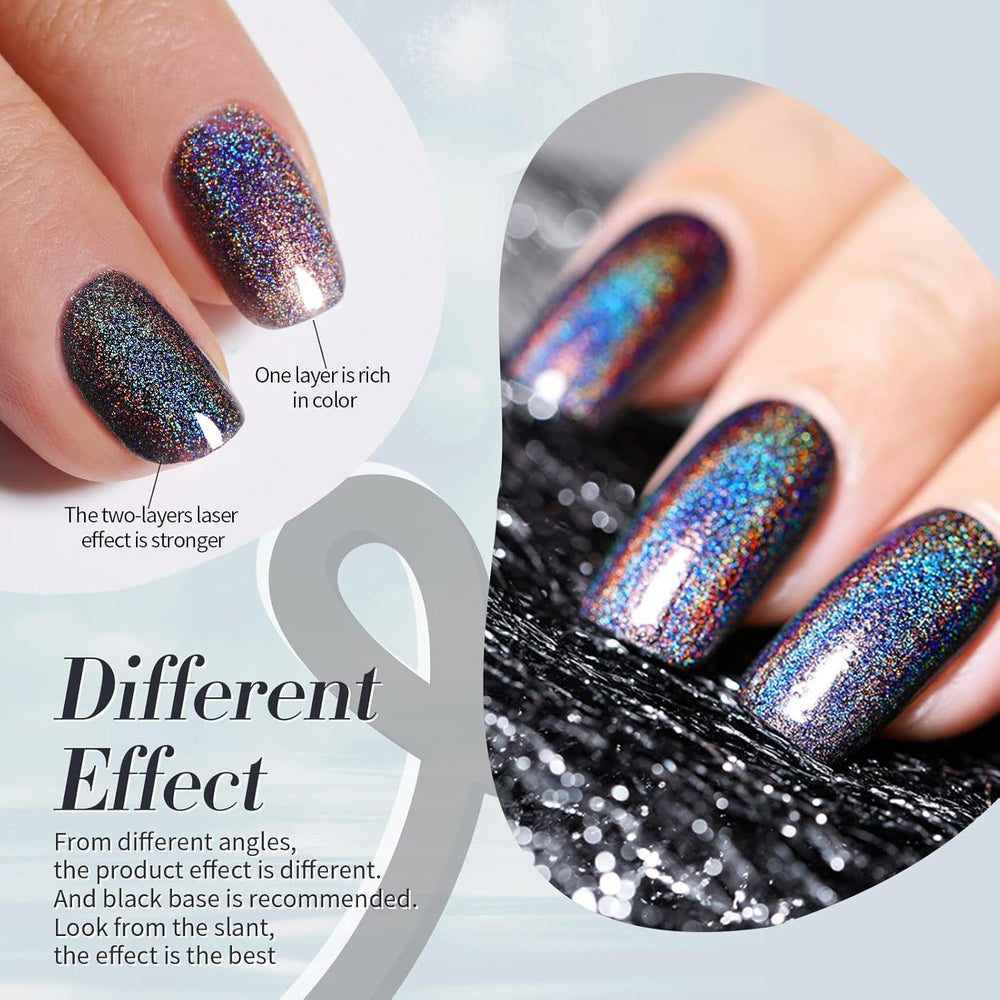 Born Pretty Oja cu Glitter, Rainbow Shining Glitter Super Shine Oja Nail Art Neagră