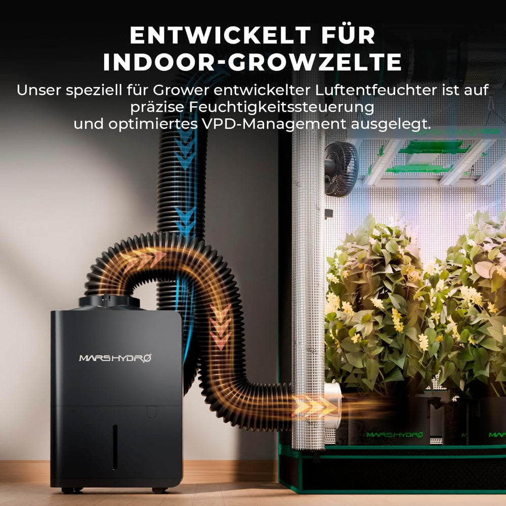 Dezumidificator MARS HYDRO, 12L/zi, Dezghețare automată, Funcție temporizator, Dezumidificator de cameră pentru corturi de creștere, subsoluri și plante, Rezervor de apă de 1,2L