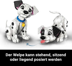 LEGO ǀ Disney Welpe aus 101 Dalmatiner - Individuell gestalltbares Bauset für Erwachsene - Verwandelbar in 6 süße Hunde mit drehbarem Kopf und Schwanz - DIY Deko - Geschenkidee für Fans - 43269