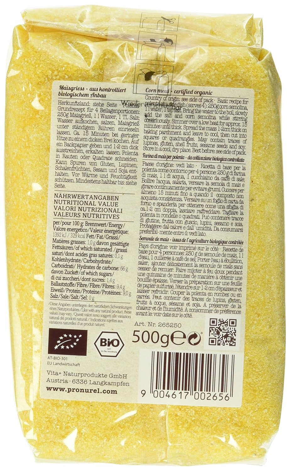 Mălai organic Verival, pachet de 6 (6 pungi x 500g) - Organic