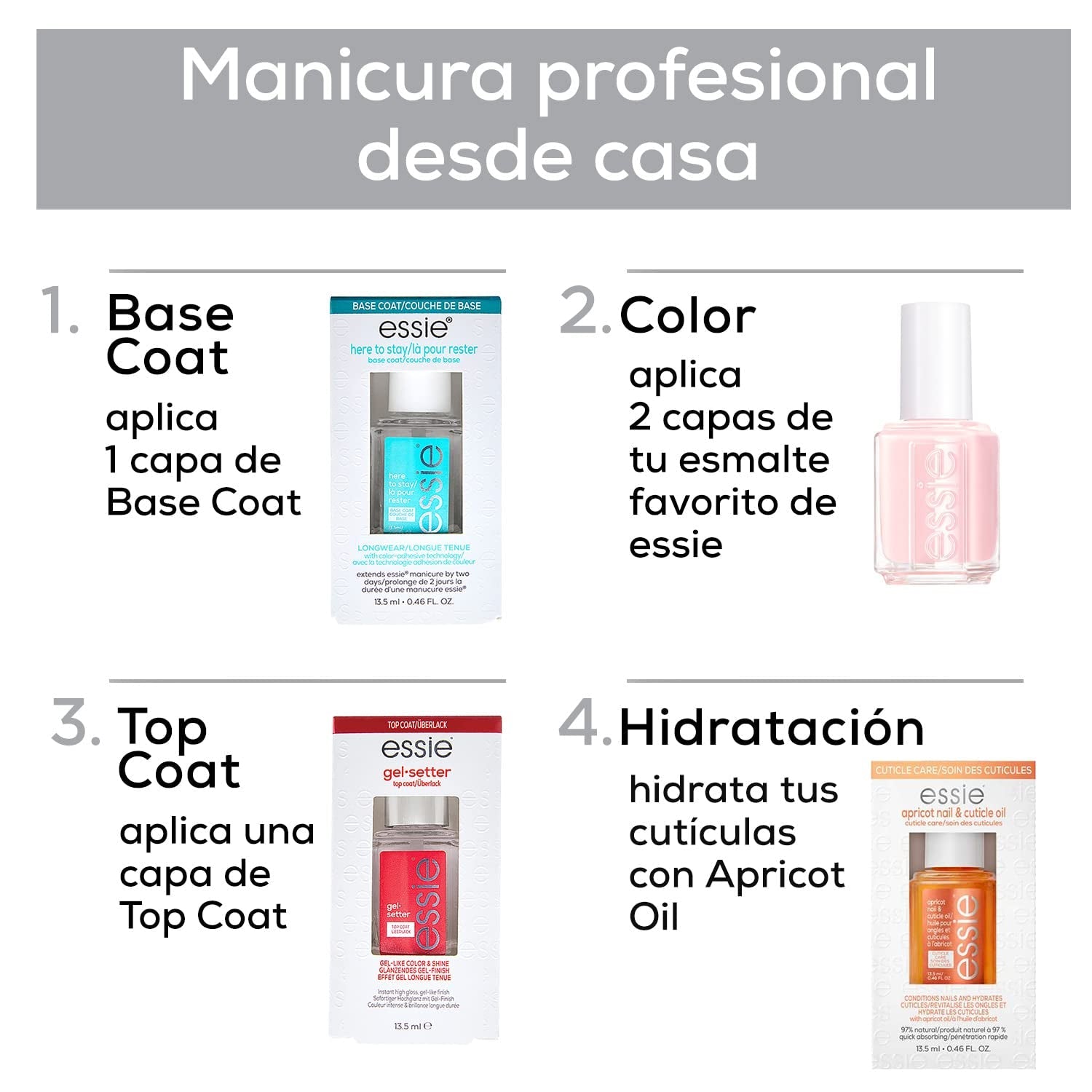 Oja Essie pentru unghii intens colorate, nr. 13 mademoiselle, Nude, 13,5 ml