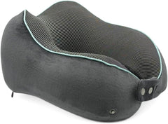 Flagshipper pernă pentru gât avion - pernă pentru gât adult - pernă pentru gât mașină - pernă de călătorie spumă de memorie - lavabilă cu parte din spate îngustă (catifelată moale și respirabilă) - reglabilă, gri Perne ortopedice cervicale Naty Shop