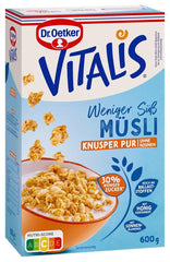 Dr. Oetker Vitalis Less Sweet Crunchy Pure: Musli crocant cu 30% mai puțin zahăr, pachet de 5 (5 x 600g)