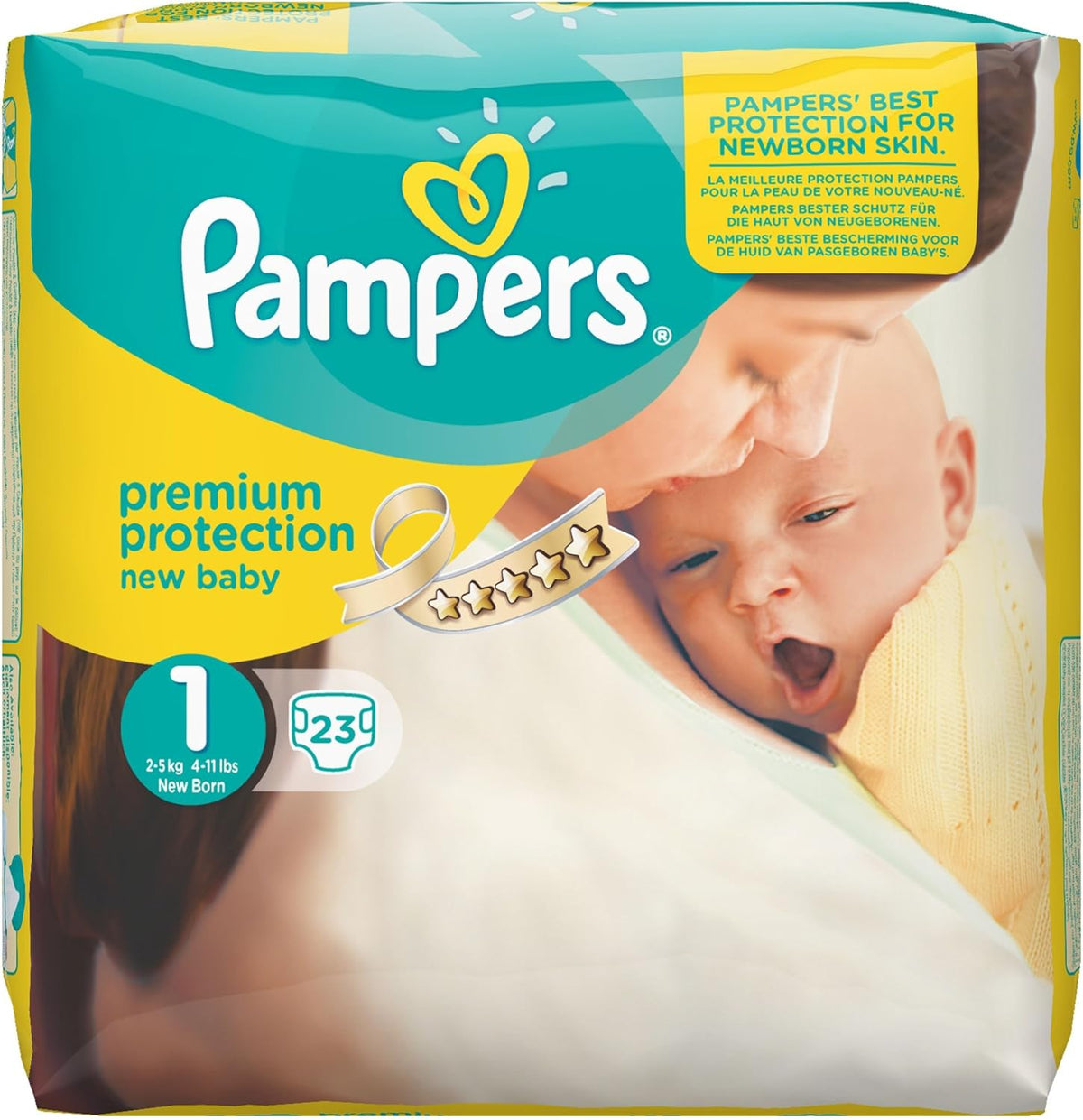 Pampers New Baby mărimea 1 Nou-născut 2-5 kg Pachet de transport, pachet de 4 (4 x 23 bucăți)