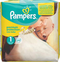 Pampers New Baby mărimea 1 Nou-născut 2-5 kg Pachet de transport, pachet de 4 (4 x 23 bucăți)