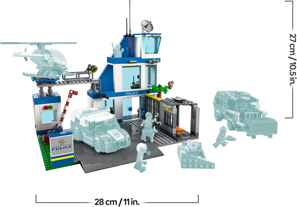LEGO 60316 City Polizeistation mit Polizeiauto, Müllauto und Hubschrauber, Gebäude zum Bauen mit 3 Figuren, Polizei-Spielzeug für Jungen und Mädchen ab 6 Jahren, Geschenk für Kinder