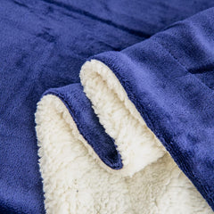Kono Sherpa fleece throw blanket, 150 X 200 Cm, Soft, Cosy, Fluffy, Reversible, Microfibre, pături fixe pentru pat, canapea, canapea (Albastru marin, dublu/double) Paturi si Cuverturi Besuche den KONO-Store