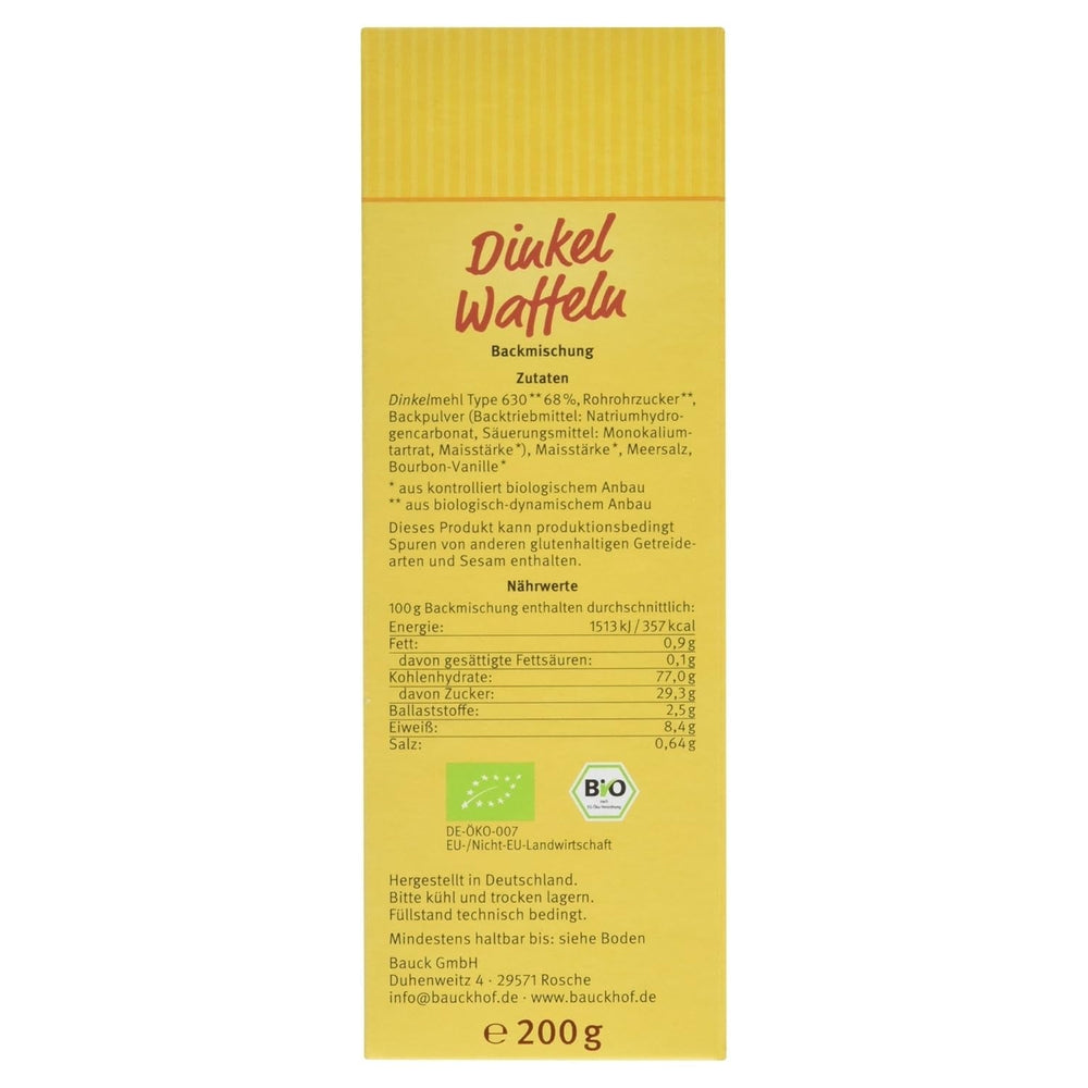 Demeter Bauck Hof Bio Dinkel Waffeln, 200 G Amestec pentru copt si gatit Naty Shop