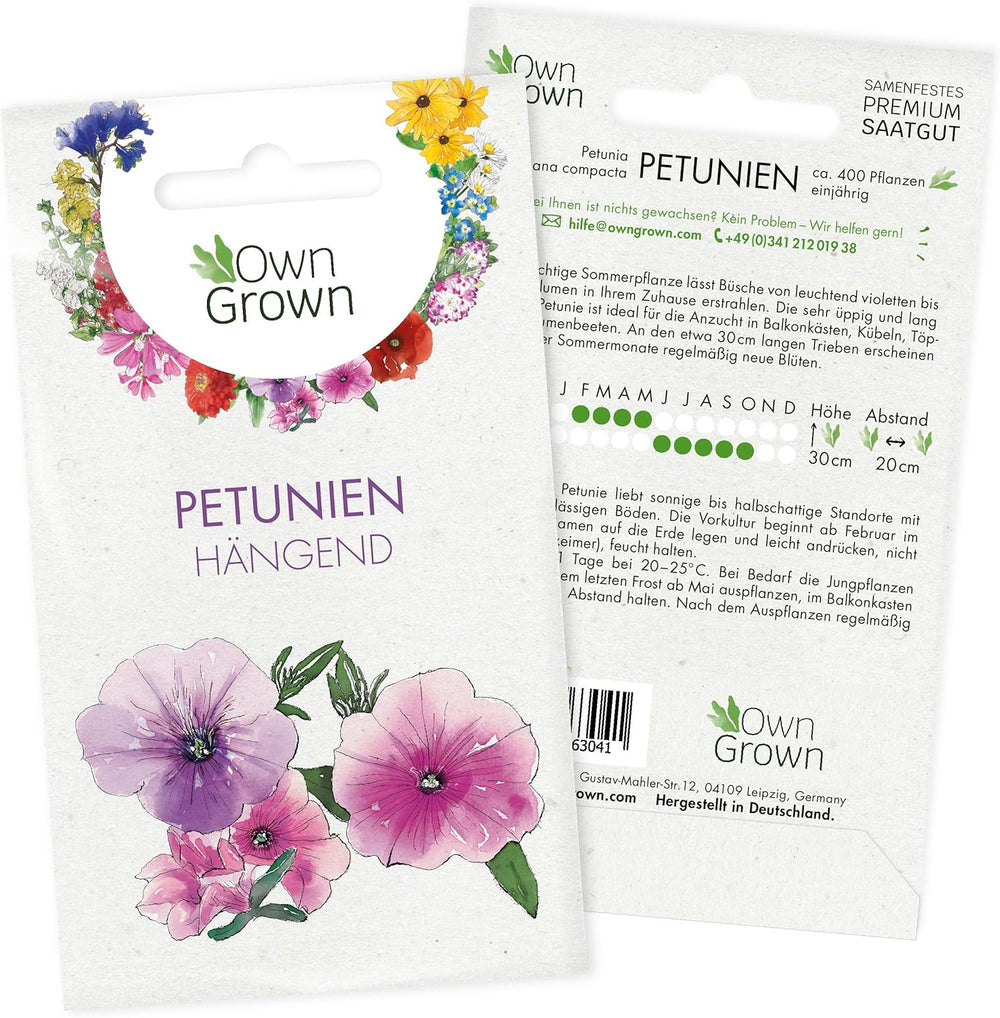 Semințe de Petunie: Semințe de petunie premium pentru aproximativ 400 de plante de petunie – Semințe frumoase de petunie pentru plante de balcon și grădină – Semințe de flori – Semințe de petunie cu flori rampante – Flori pentru balcoane OwnGrown