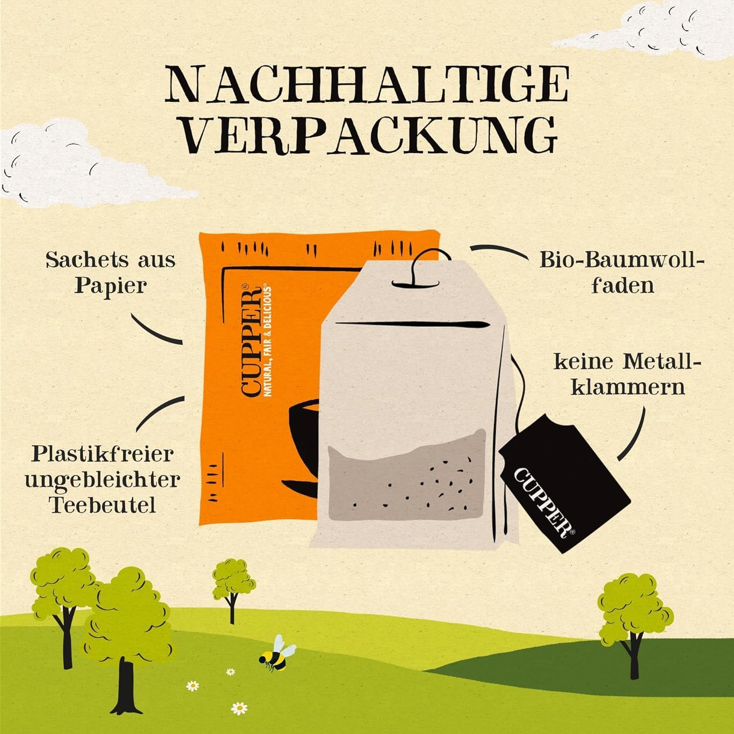 CUPPER Ceai de fructe bio „Orange & Lemon Infusion”, 20 pliculețe de ceai nealbite, ecologic, comerț echitabil