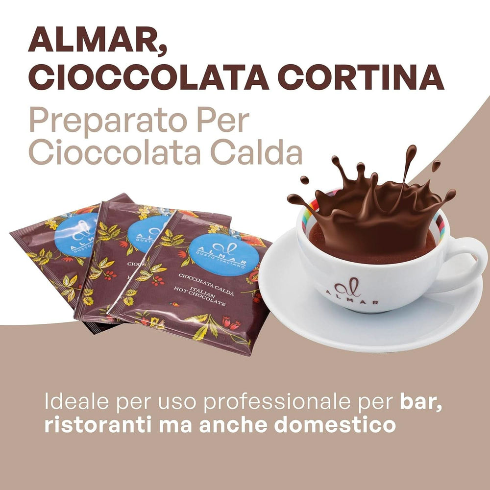 Ciocolată caldă italiană aromă Cortina CLASSIC - (15 X 30 g) Porție unică plic, 450 g Cacao si Ciocolata Calda Naty Shop