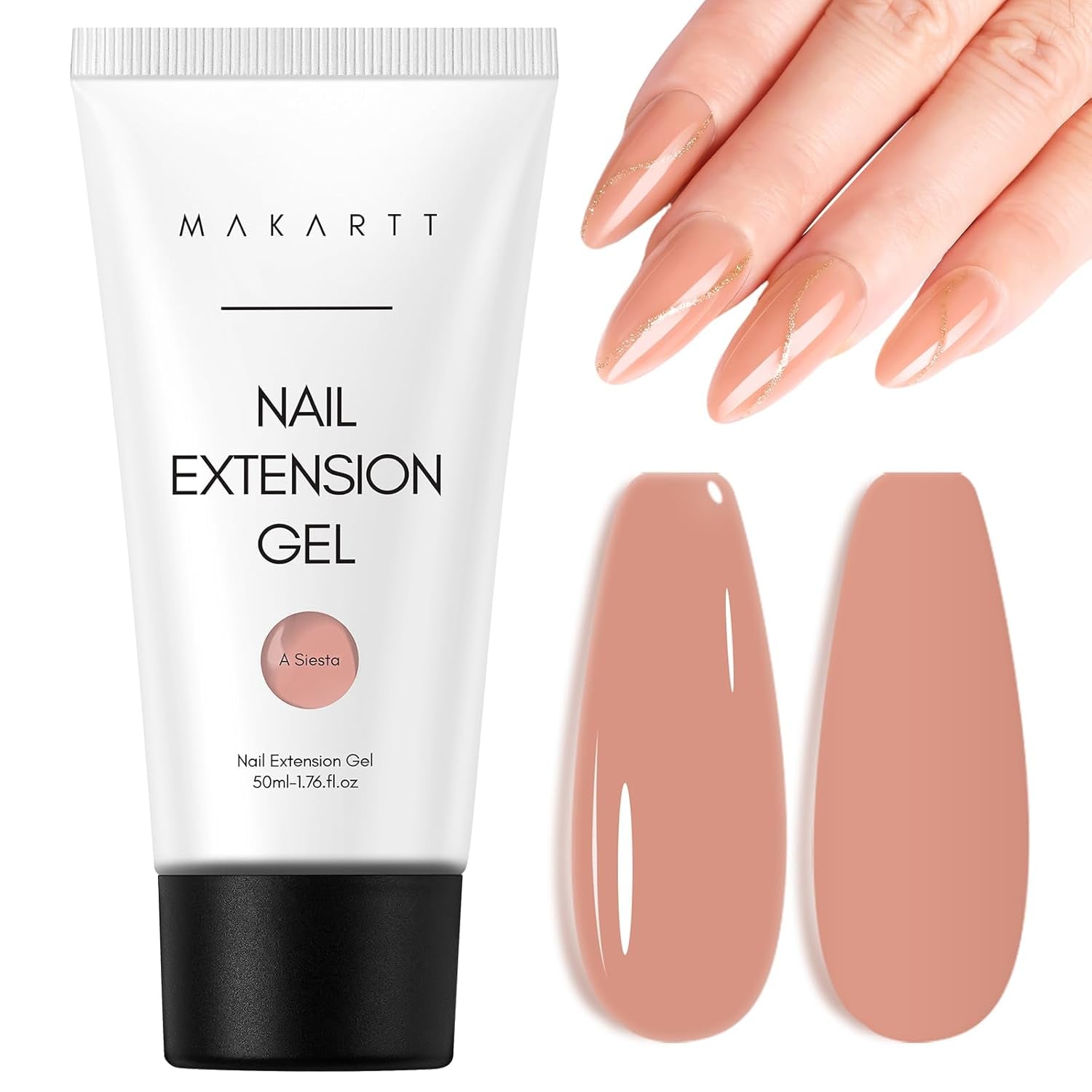 Makartt Poly Nail Extension Gel - 50 ML Extension Builder Acrylic Poly Nägel Aufbaugel Extender Gel Für Gelnägel Für Nagelverlängerung, Nagelstärkung, Nail Art Dekoration(Transparent)