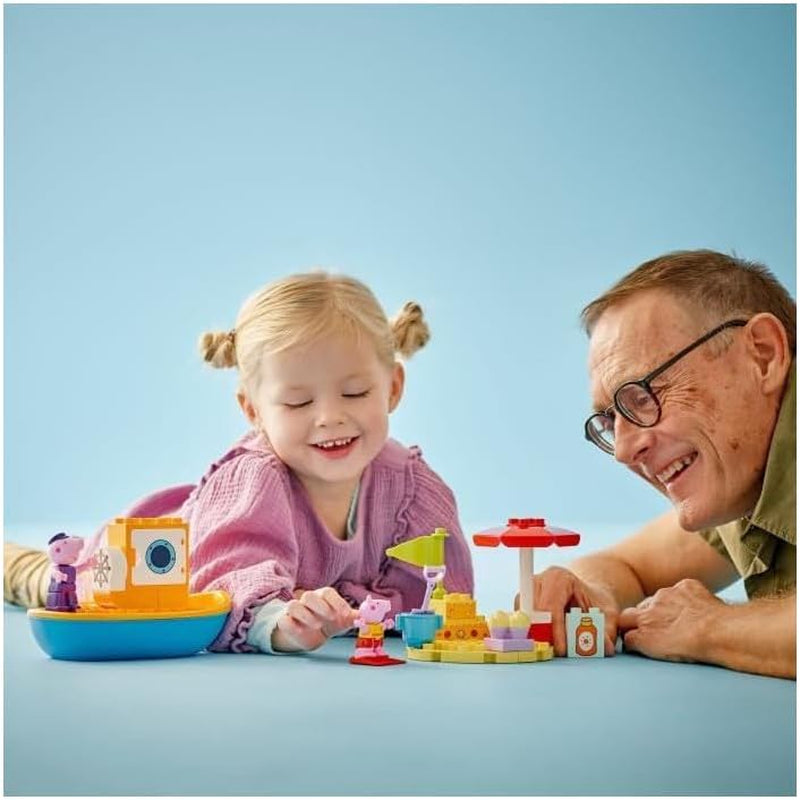 LEGO DUPLO Peppa's Boat Trip: Set de joacă cu barcă de jucărie pentru a construi și reconstrui cu 2 figuri, jucărie creativă, idee de cadou pentru copii de la 2 ani, băieți și fete 10432 Seturi de constructie Besuche den LEGO-Store