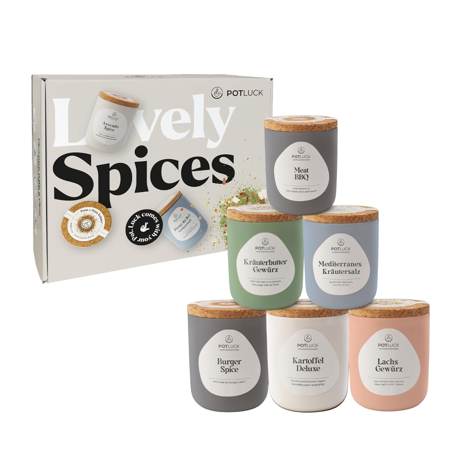 Potluck | Feta Gewürz | Gewürzmischung im Keramiktopf | 50g | Mit natürlichen Inhaltsstoffen