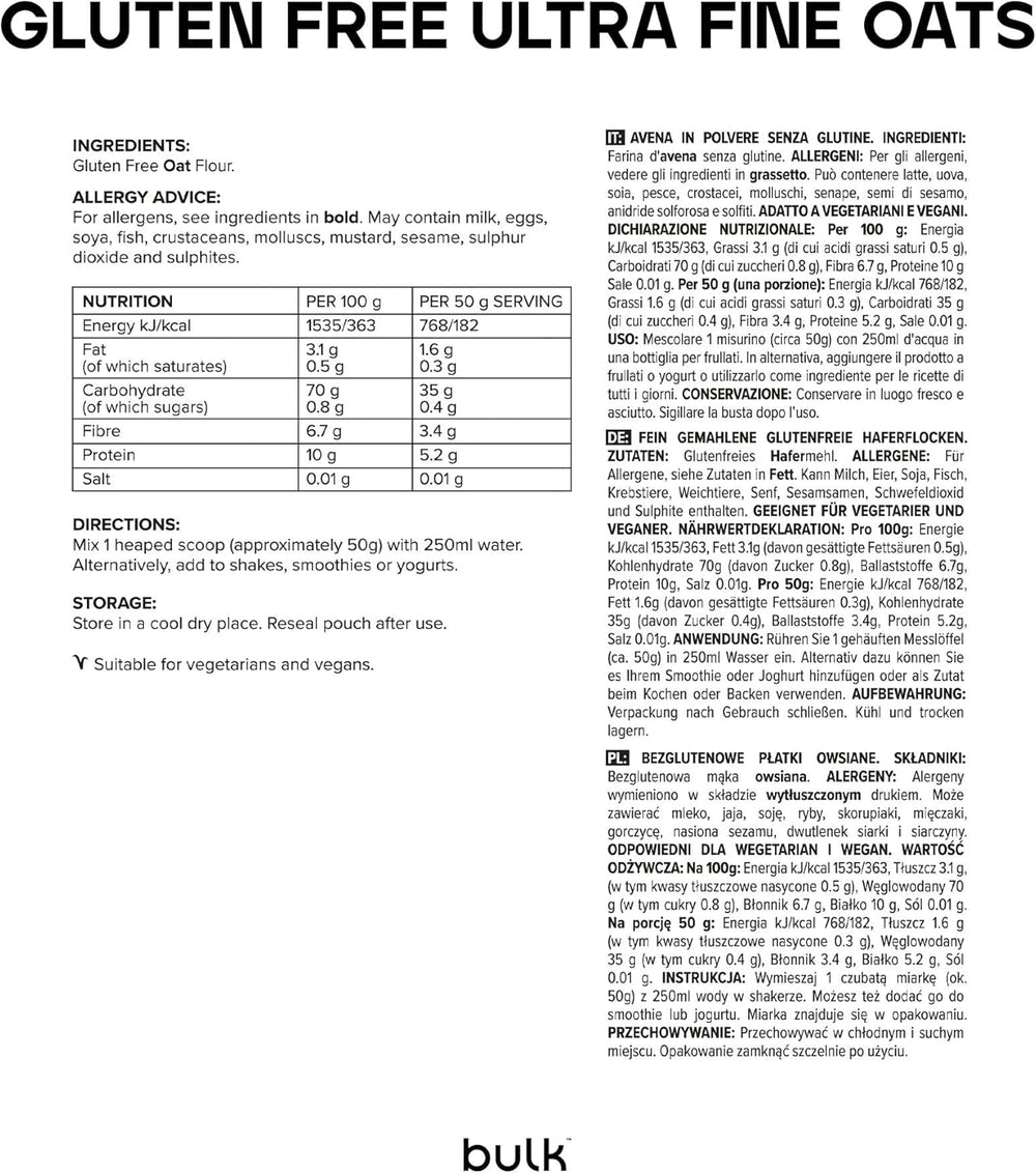 Fulgi de ovăz măcinați fin, vrac, fulgi de ovăz scoțieni naturali, fără gluten, 2,5 kg, ambalajul poate varia