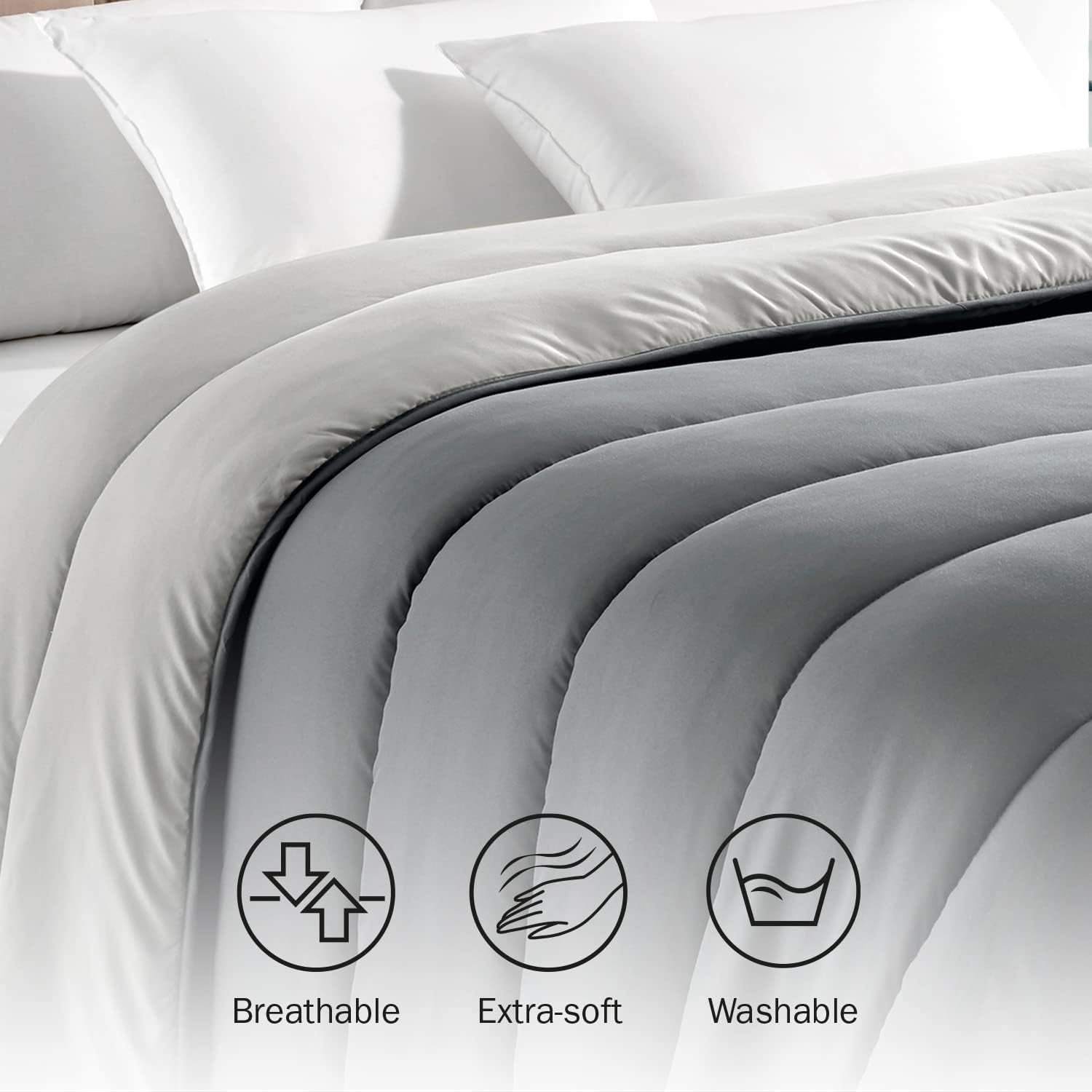 Pikolin Home - Plapumă reversibilă 300 G - Umplutură nordică bicoloră - Pentru pat 90 - confortabilă, caldă, respirabilă, albastru marin, 140 X 200 cm Plapumi si pilote Naty Shop