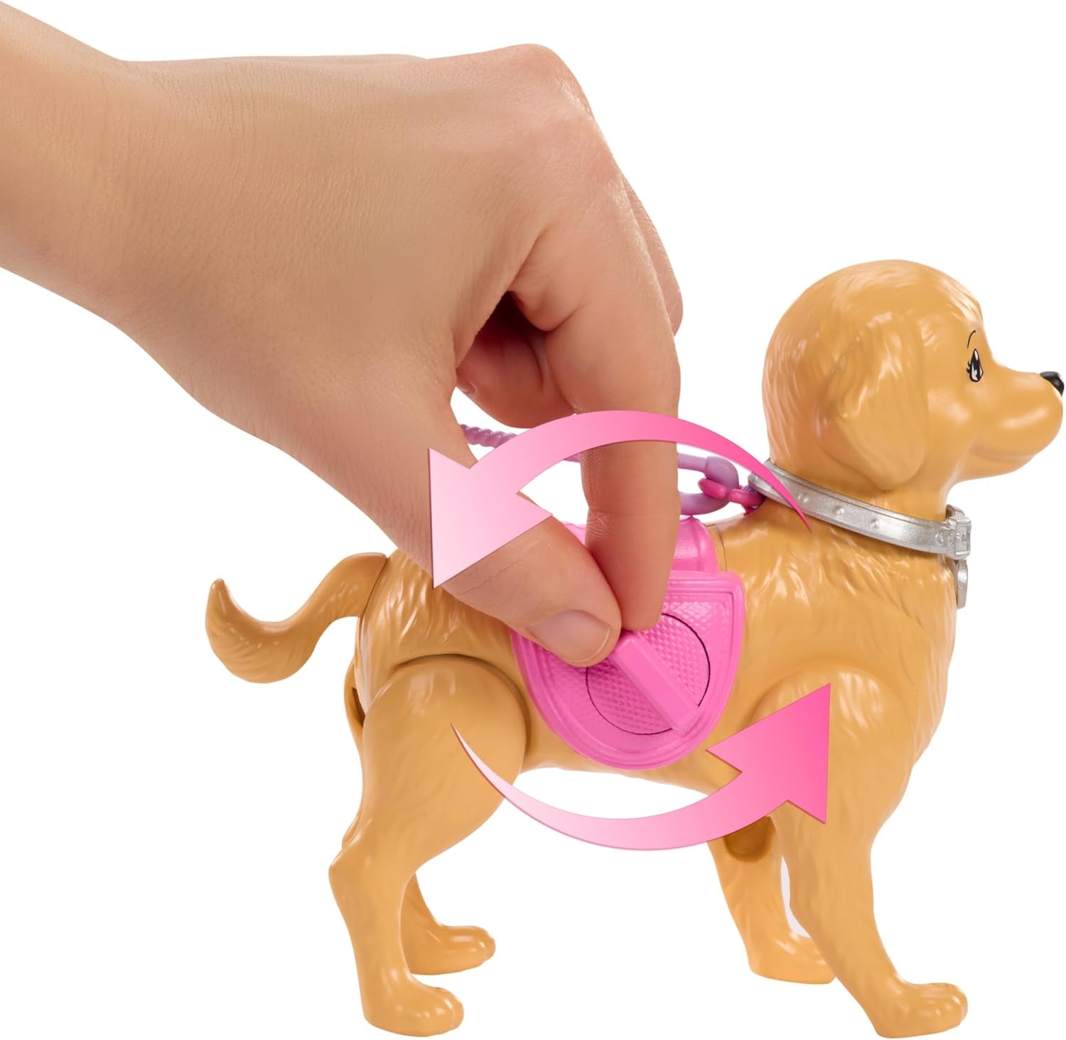 Barbie Hundespaziergang Spielset, enthält einen Spielzeughund, der gehen und Häufchen Machen kann, eine Barbie Malibu-Puppe sowie EIN Kehrset und Hundezubehör, JJB46