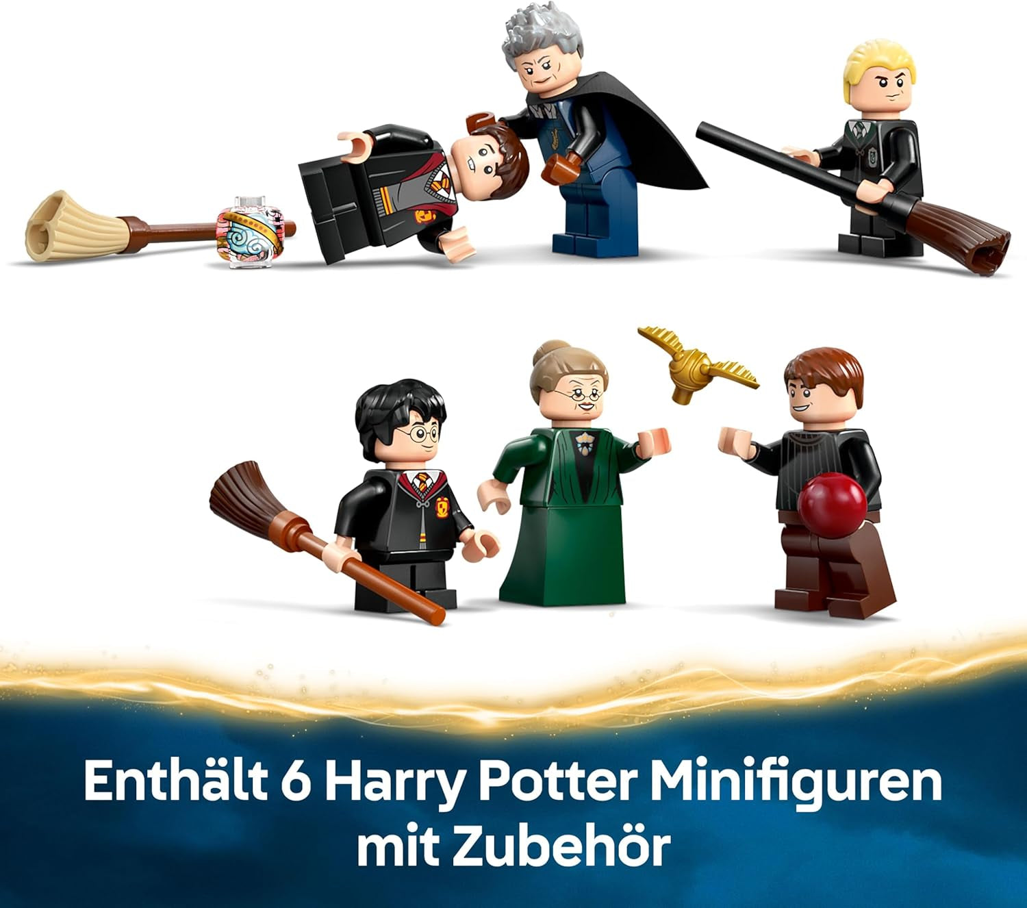 LEGO Harry Potter Schloss Hogwarts: Flugstunden, Abenteuer-Spielset mit 6 Minifiguren zum Sammeln, inkl. Draco Malfoy & Professor McGonagall, Rollenspiel Set für Jungen und Mädchen ab 9 Jahren 76447