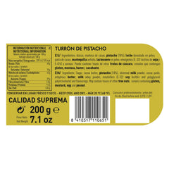 Turrón cu fistic din ciocolată artizanală, 200g, textură cremoasă, calitate superioară, ingrediente fine, gust autentic, cel mai scump turrón din lume