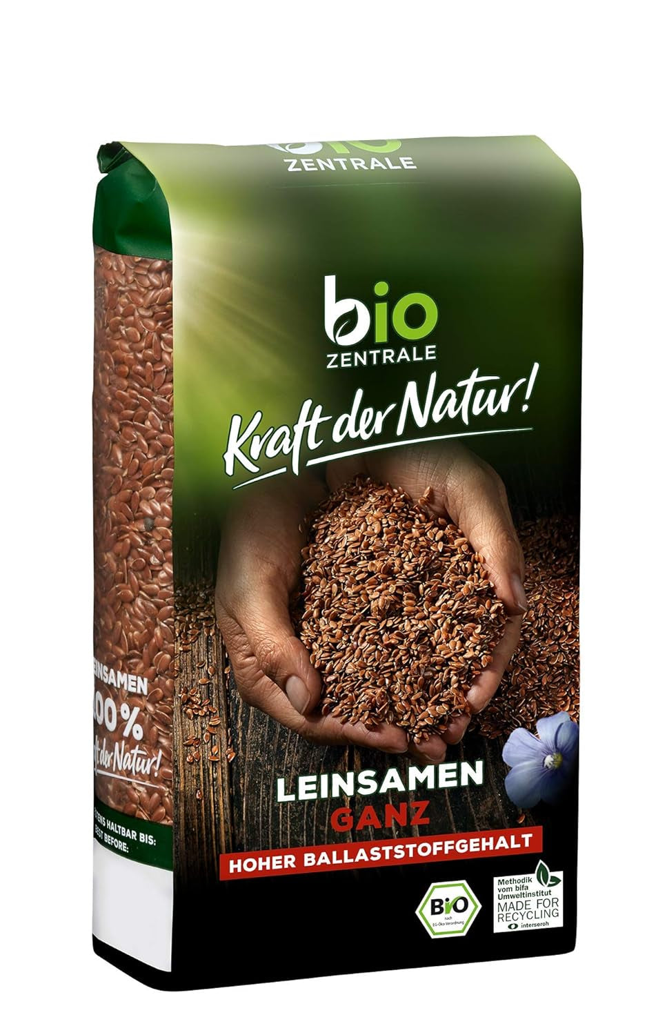 Semințe de in integrale Biozentrale | 7 x 400g semințe de in organice | Ideale pentru iaurt, musli și pâine | Alternativă la psyllium, semințe de cânepă și semințe de chia