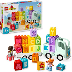 LEGO DUPLO Town ABC-Lastwagen, Lernspielzeug für Kleinkinder ab 2 Jahren, ABC-LKW-Spielzeug mit Anhänger und Buchstaben-Steinen, plus Figuren eines Jungen und eines Mädchens, Geschenk für Kinder 10421