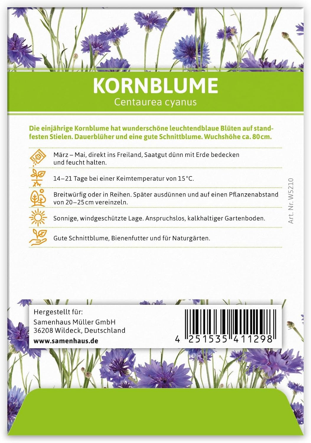 FLORTUS Kornblumen Samen Für Gastgeschenke (100 Stück) | Blumensamen Als Dankeschön Geschenke, Mitgebsel & Werbegeschenke | Wildblumensamen