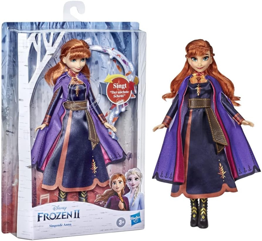 Păpușa cântătoare Frozen Anna cu muzică în rochie mov din Disney Frozen 2, jucărie pentru copii cu vârsta de 3 ani și peste 57237830 multicoloră