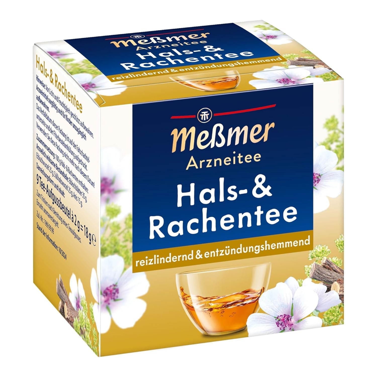 Ceai Meßmer pentru tuse și bronșe | Antitussiv și calmant | 9 pliculețe de ceai | Fără gluten | Fără lactoză | Vegan