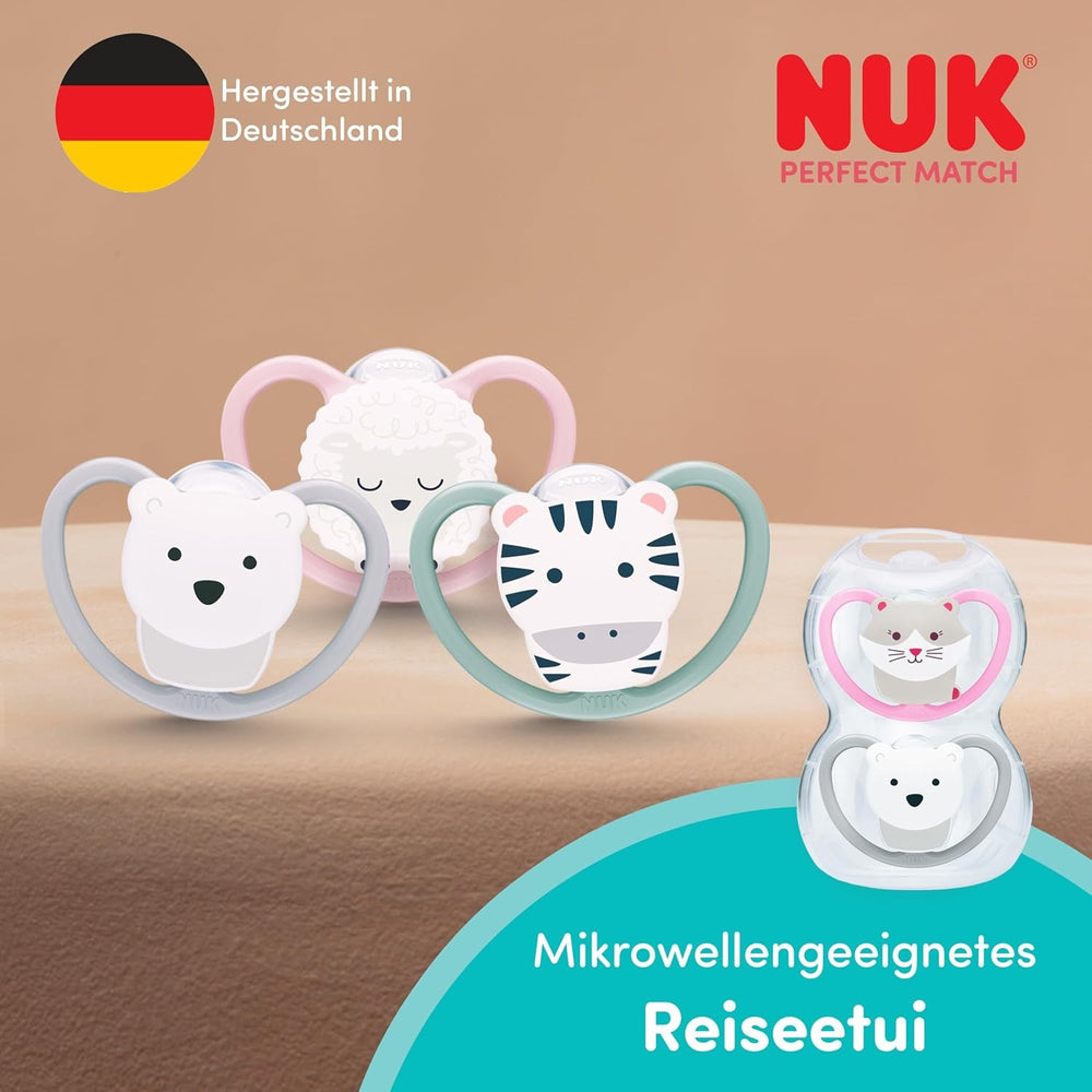 Suzete NUK Perfect Match Air pentru bebeluși | 6-18 luni | Suzete ortodontice care promovează circulația aerului și previn erupțiile cutanate cauzate de salivație | Acceptare 95% de către bebeluși** | Disney Mickey Mouse | Pachet de 2