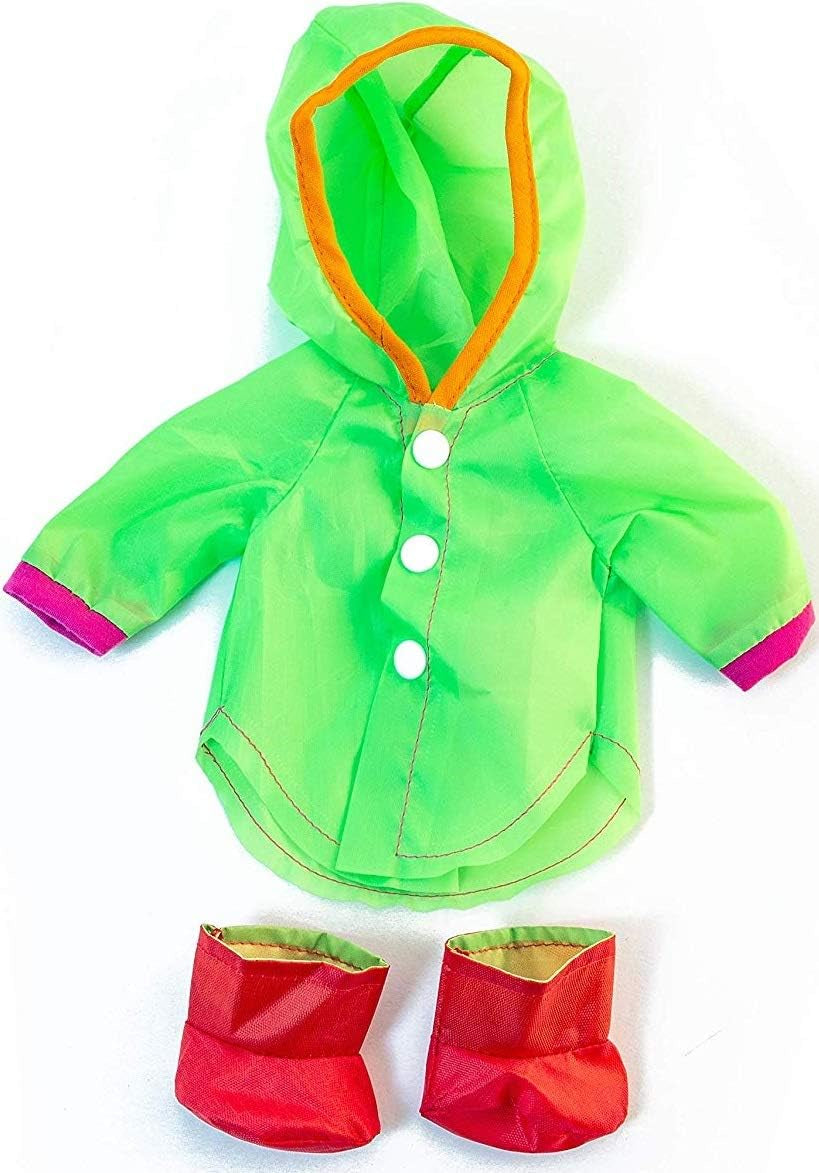 Miniland Set Puppenkleidung 32cm, geringeltes T-Shirt mit Latzhose und Mütze, Übergangszeit