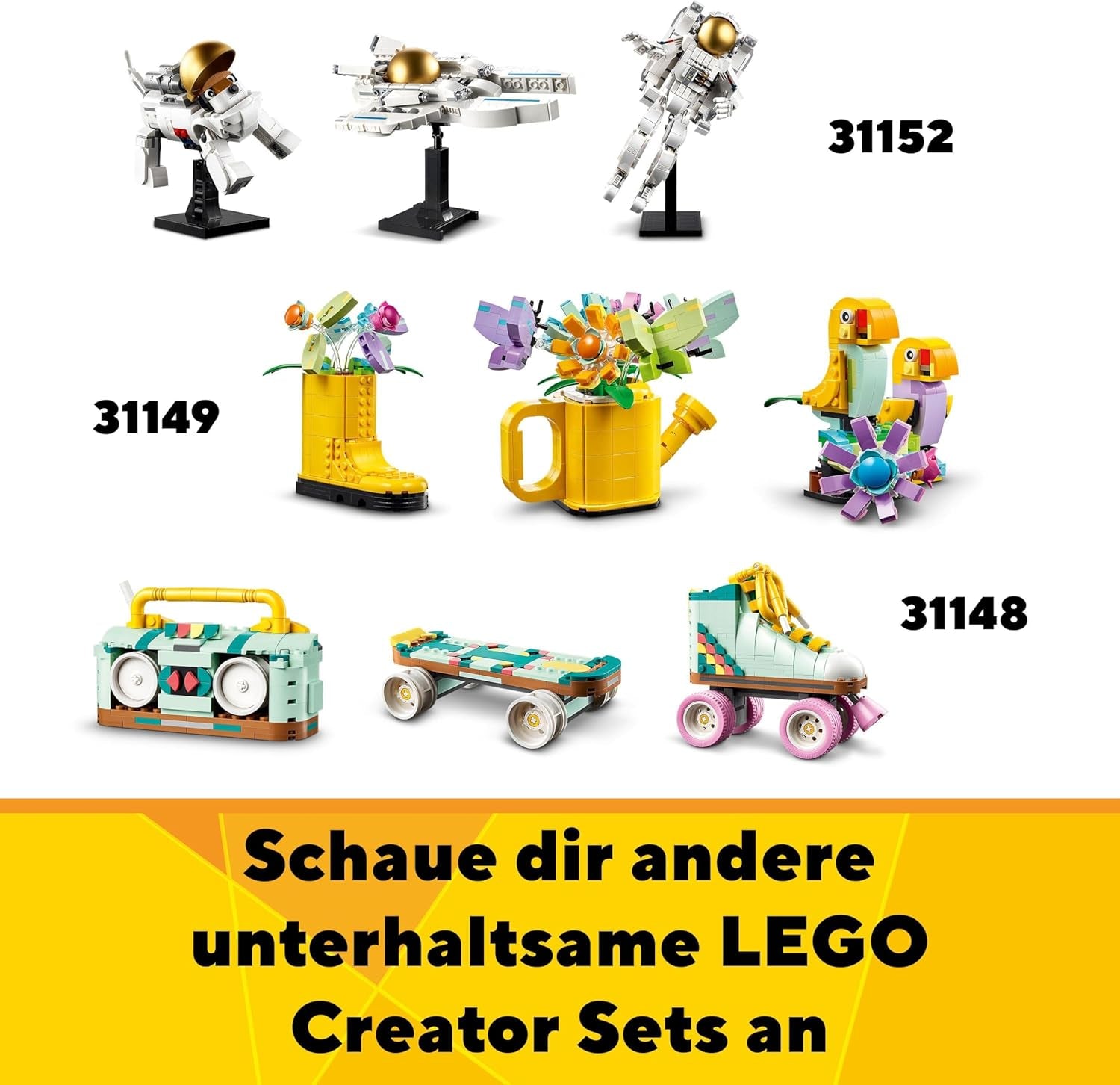 LEGO Creator 3In1 Animal Safari, set creativ cu figurine de animale, 3 opțiuni de construcție: Girafă de jucărie, gazelă și leu, animale de jucărie pentru fete și băieți, cadou natural pentru copii cu vârsta de 9+ 31150 Seturi de constructie Besuche den LEGO-Store