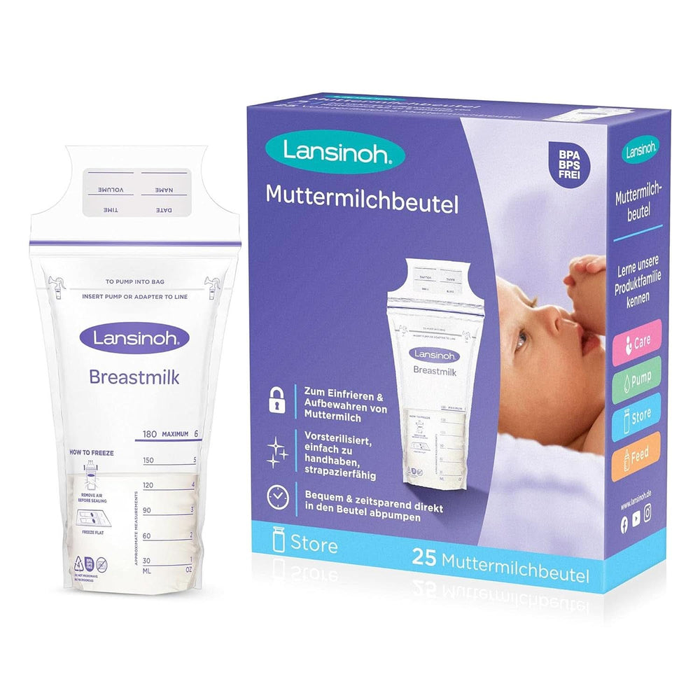 Lansinoh Muttermilchbeutel - 25 Stück - Zum Sicheren Aufbewahren Und Einfrieren Von Muttermilch - Hygienisch & Platzsparend Accesorii Hrana si Alaptare Bebe Naty Shop