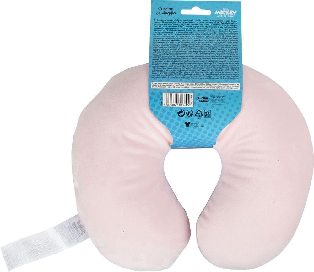 Tataway in Viaggio SI Cresce - Pernă de călătorie Disney Minnie Mouse | Material catifelat moale | Lavabil manual 30° | Umplere cu microperle | Scaun pentru copii potrivit de la 3 ani, Roz, mărime unică, catifea Perne calatorie Naty Shop
