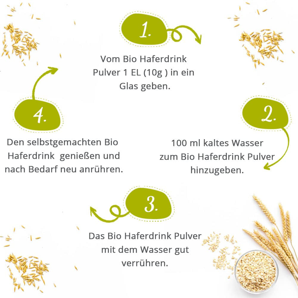 foodsetter Bio Haferdrink Pulver | 500g Beutel | Haferpulver | Instant Haferpulver | Bio-Quallität | Vegan | Glutenfrei | Ohne Zuckerzusatz | 0,5kg