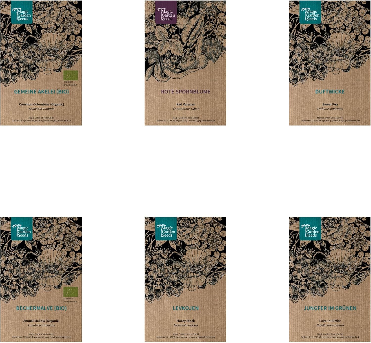 Magic Garden Seeds - Samen-Geschenkset Blütenwunder mit 6 prächtigen alten Blumensorten für den Bauerngarten - Blumensamen alte Sorten - Blumen Samen - Garten Geschenk