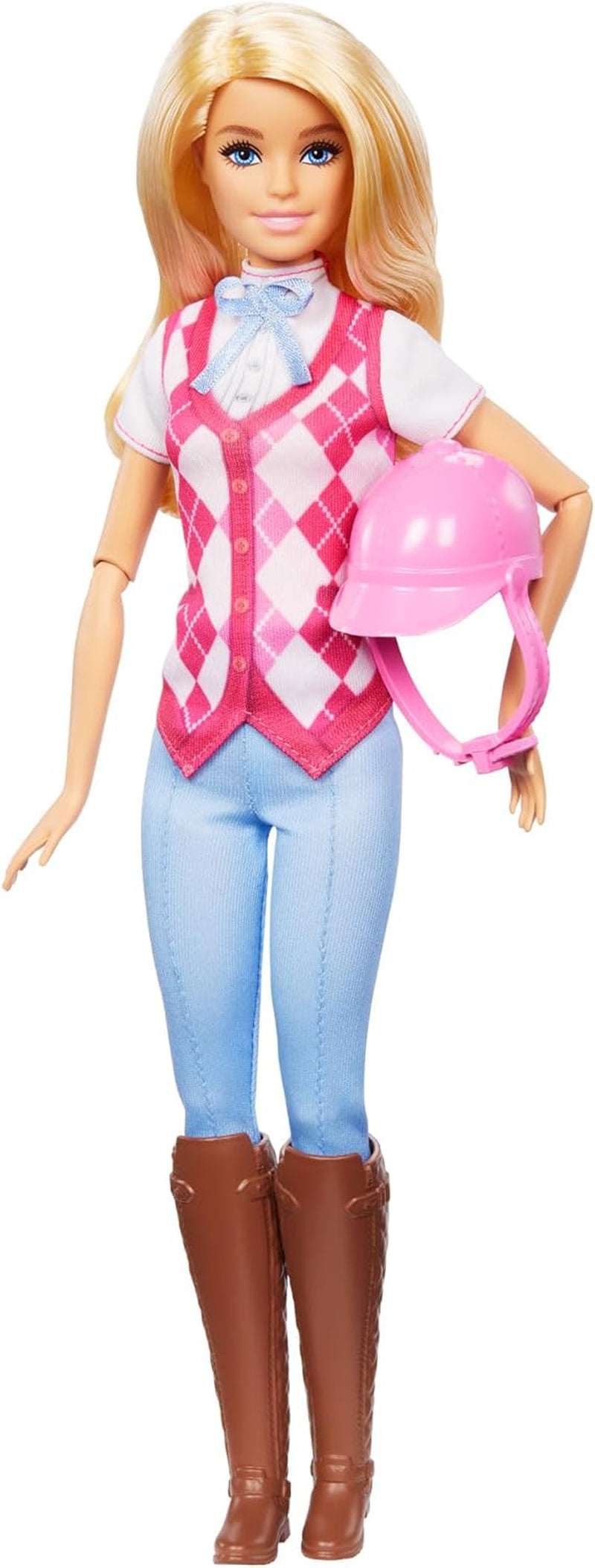 Păpușa Barbie Malibu și accesorii din Barbie Mysteries: Aventura secretă a cailor, inclusiv păpușă la modă, costum de călărie detașabil și cască, HXJ38