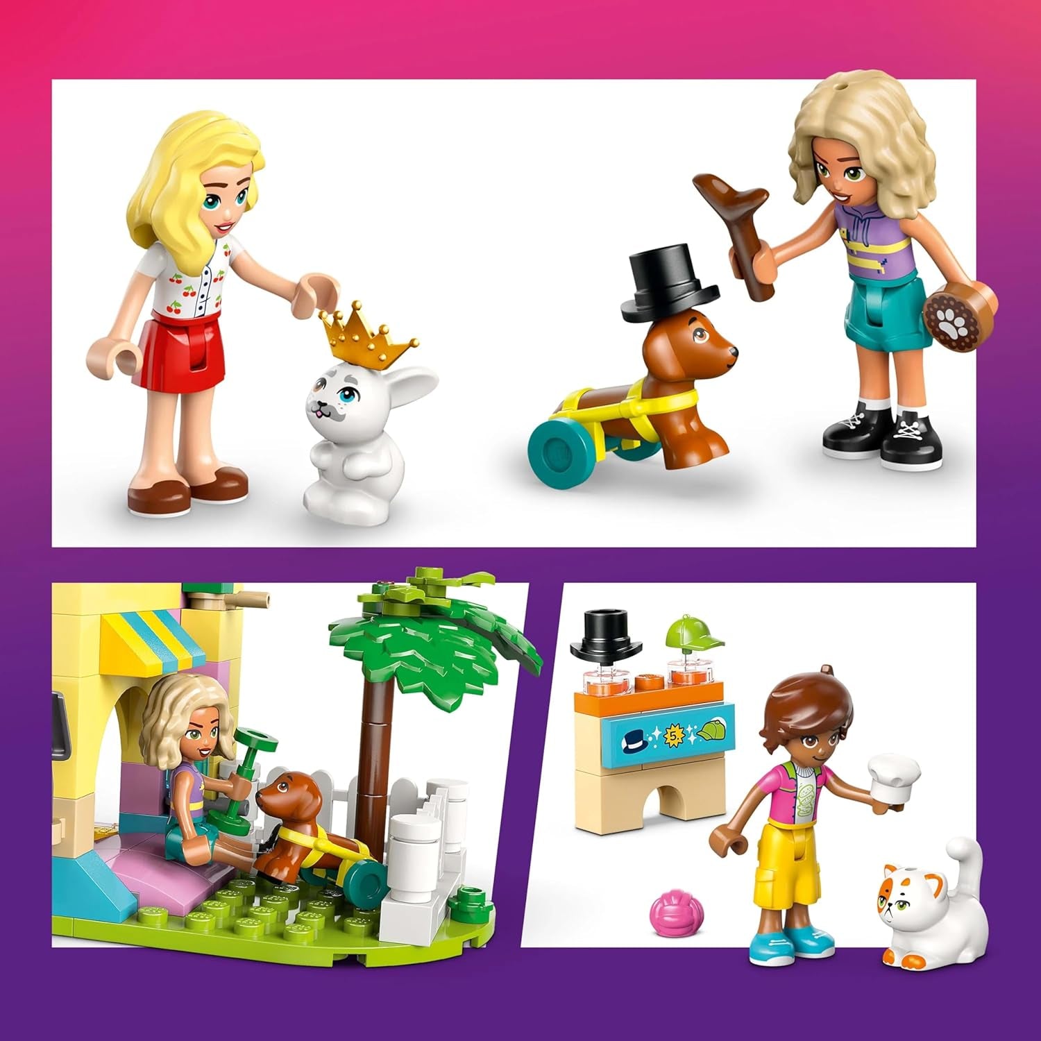 Magazin de accesorii pentru animale LEGO Friends, set de joacă pentru jocuri de rol, jucărie educativă pentru fete de la 6 ani, 3 minifigurine și 3 figuri de animale, pisică, câine și iepuraș, idee de cadou pentru copii 42650 Seturi de constructie Besuche den LEGO-Store