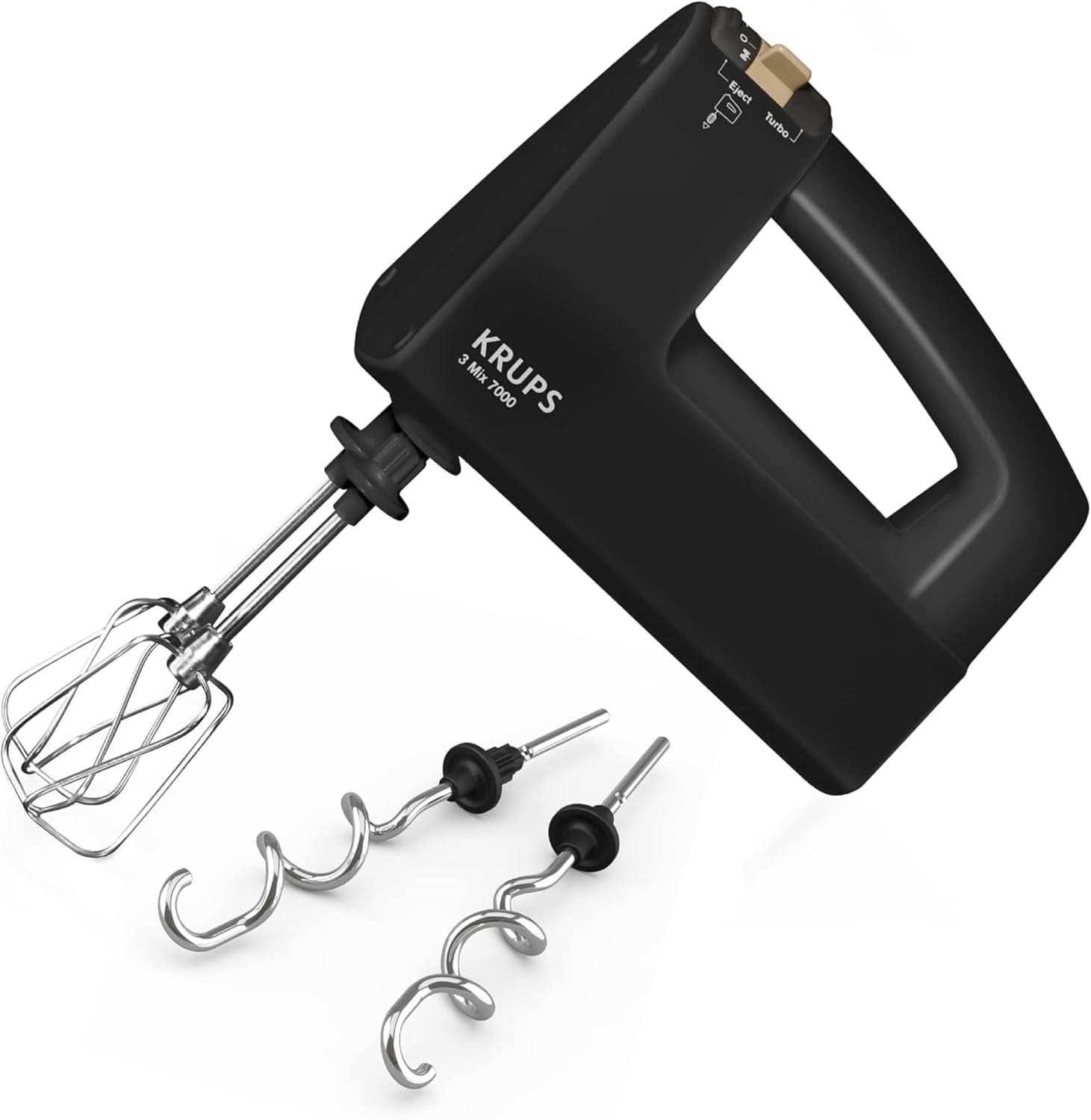 Krups 3Mix 7000 Handmixer 60 Jahre Special Edition, 500 Watt, Knet- Und Rührhaken Aus Edelstahl, Langes Netzkabel, Zubehörtasche, F6085811, Schwarz/Kupfer Bucatarie Naty Shop 3 Mix 7000 F60858