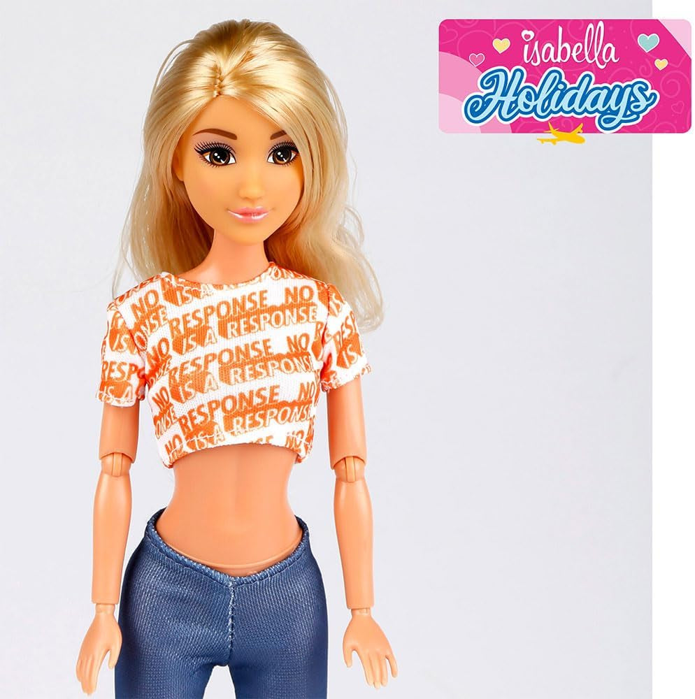 Isabella Gelenkpuppe mit Roller, 30 cm, Motorrad-Spielzeug, inklusive Zubehör, Sonnenbrille, Handy, Selfie-Halterung, Helm, Erfrischung, Puppen für Mädchen, Geschenke ab 3 Jahren (47812)