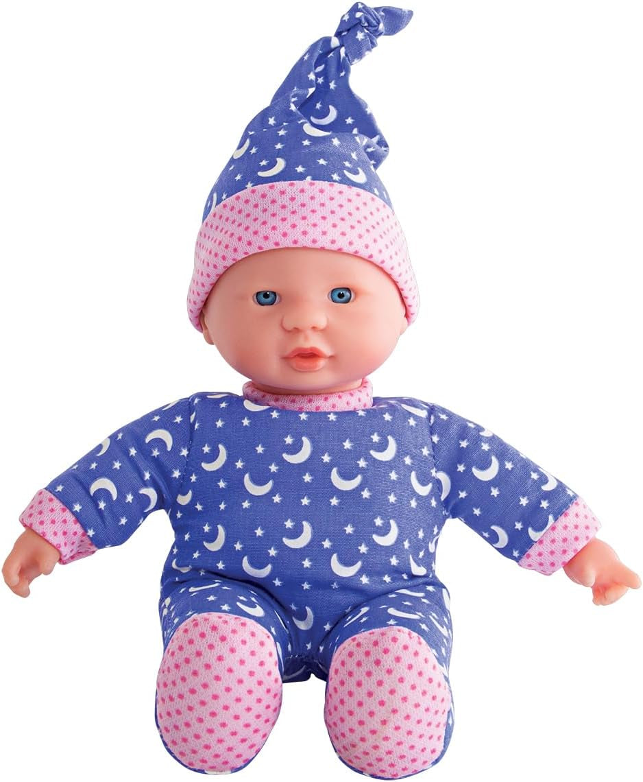 Simba 105010010 - Laura Kleiner Stern, Weichkörperpuppe in süßem Strampler und Mütze mit leuchtenden Monden und Sternen, 20cm, Glow in The Dark, Babypuppe ab 12 Monaten