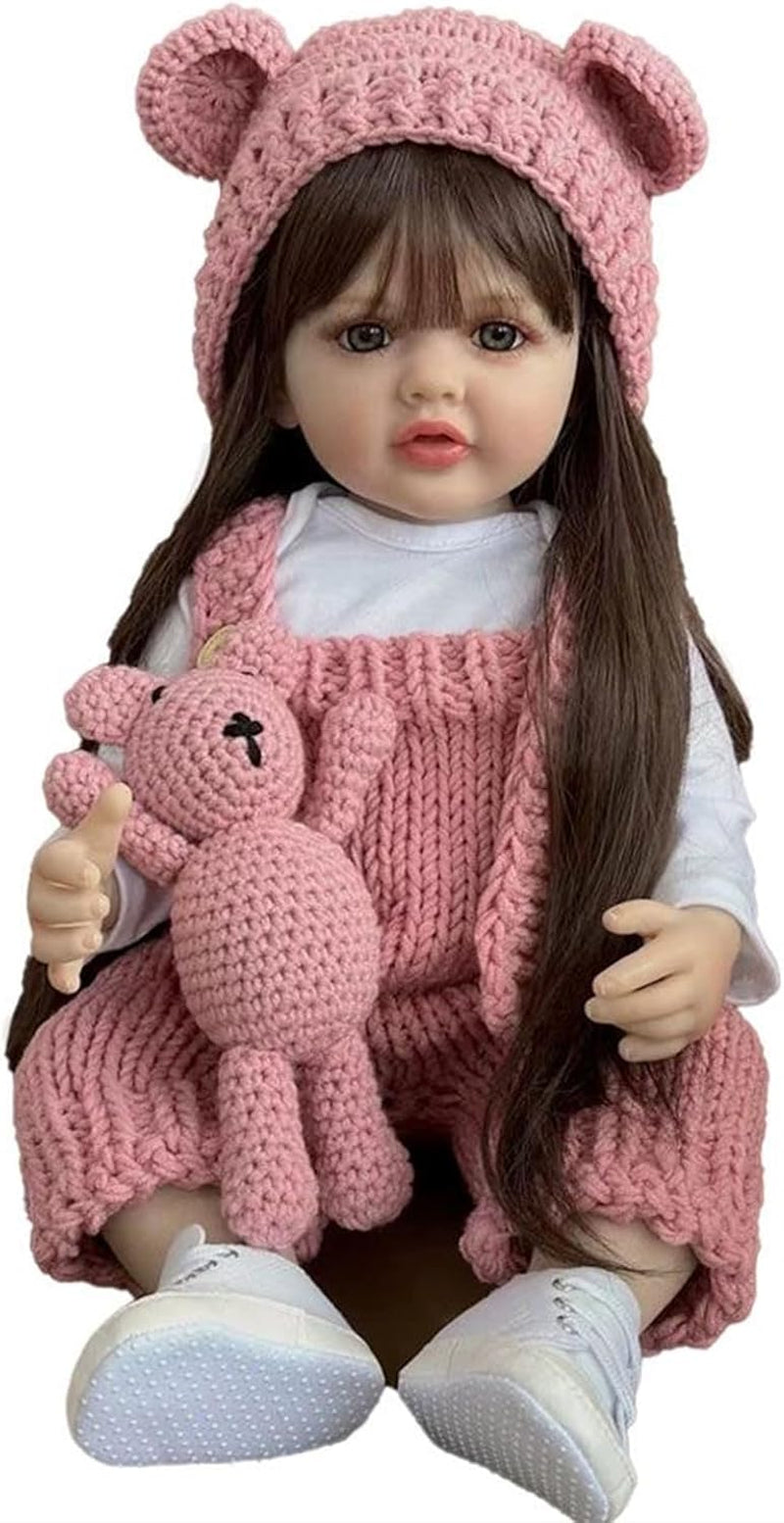 Păpuși Reborn Baby de 22 de inch, vinil din silicon pentru întregul corp, bebeluș realist, păpușă lucrată manual, păpuși Reborn Baby nou-născut cu haine tricotate
