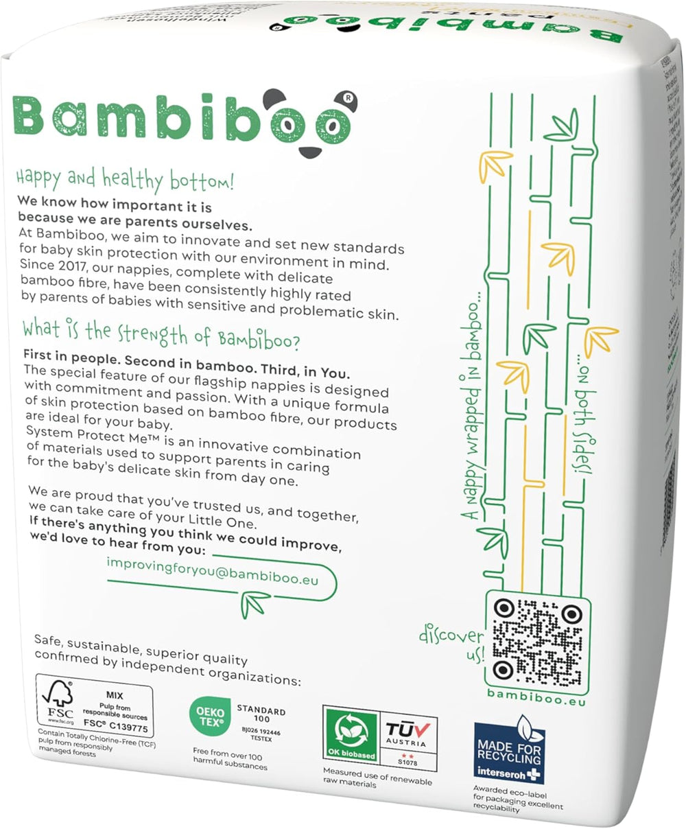 Scutece de unică folosință Bambiboo, prietenoase cu pielea, cu fibre fine de bambus - Chiloți pentru scutece pentru bebeluși - Huse de scutece de unică folosință - Protecție pentru pielea sensibilă - Foarte absorbante - Mărimea 4 (Maxi), 16 bucăți